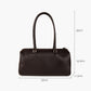 Donnain Premium Cowhide Coffee Boston Bag, Women's Versatile Single-Shoulder Handbag