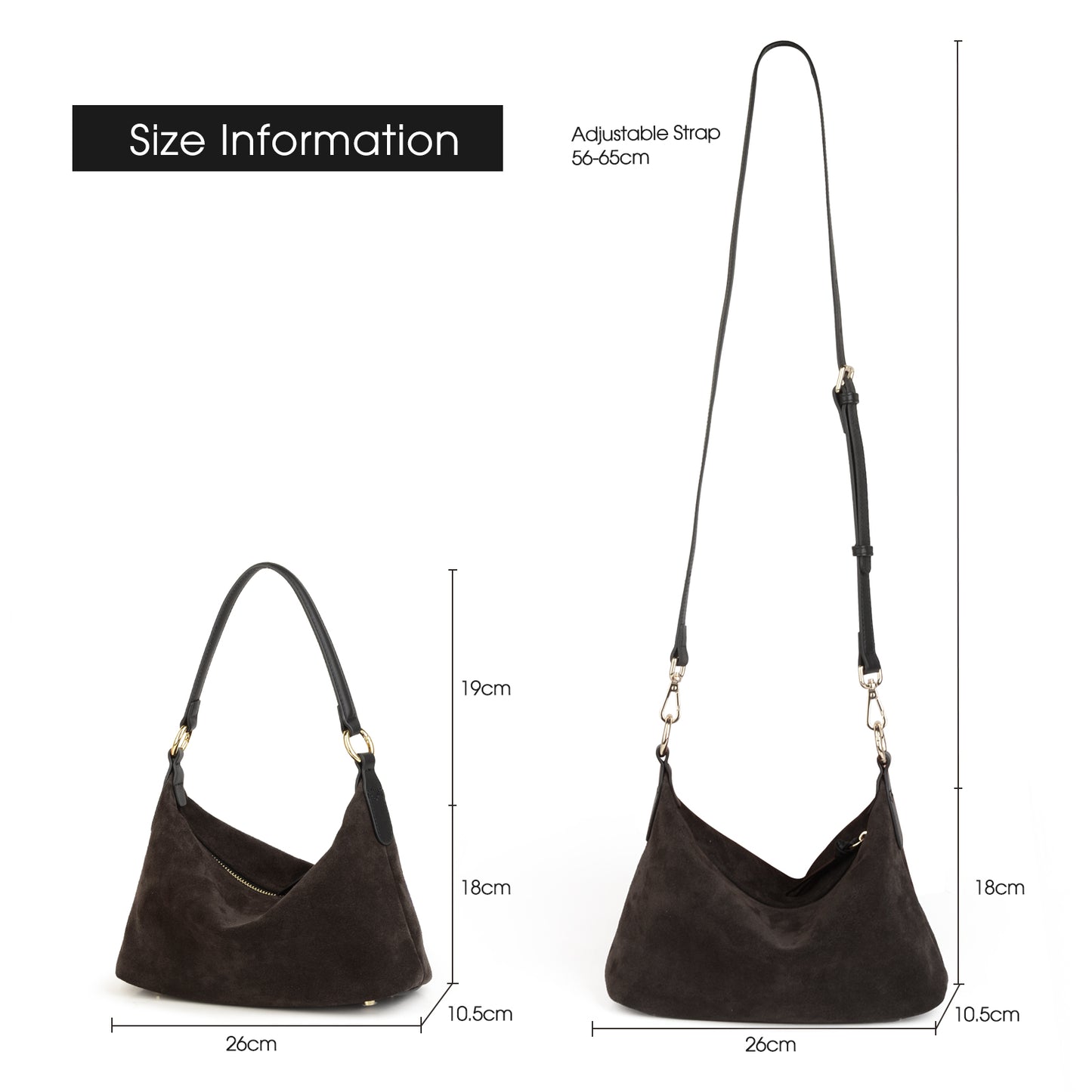 Suede Women's Handbag, Large Capacity Crescent Shoulder Bag