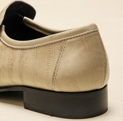 Gold Shark Pattern Sheepskin Loafers