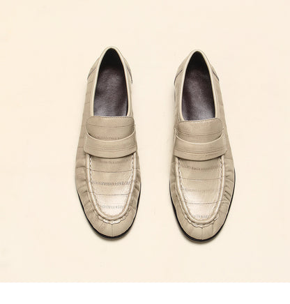 Gold Shark Pattern Sheepskin Loafers