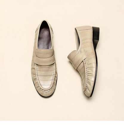 Gold Shark Pattern Sheepskin Loafers