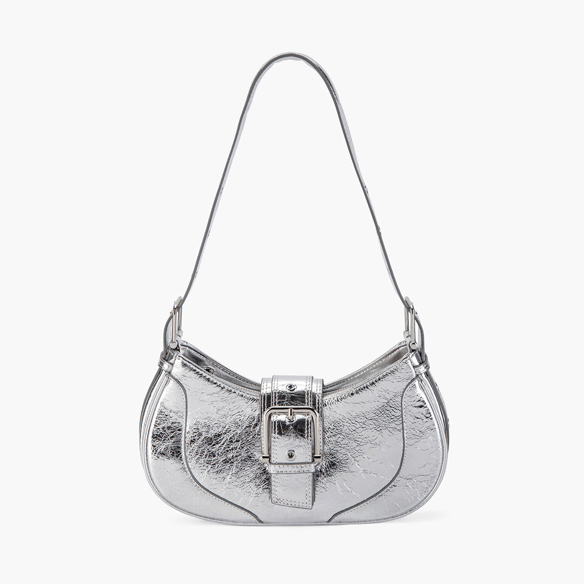 Stylish Silver Leather Crescent Women Bags