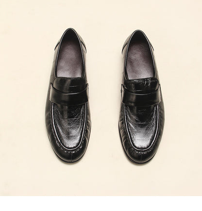 Gold Shark Pattern Sheepskin Loafers
