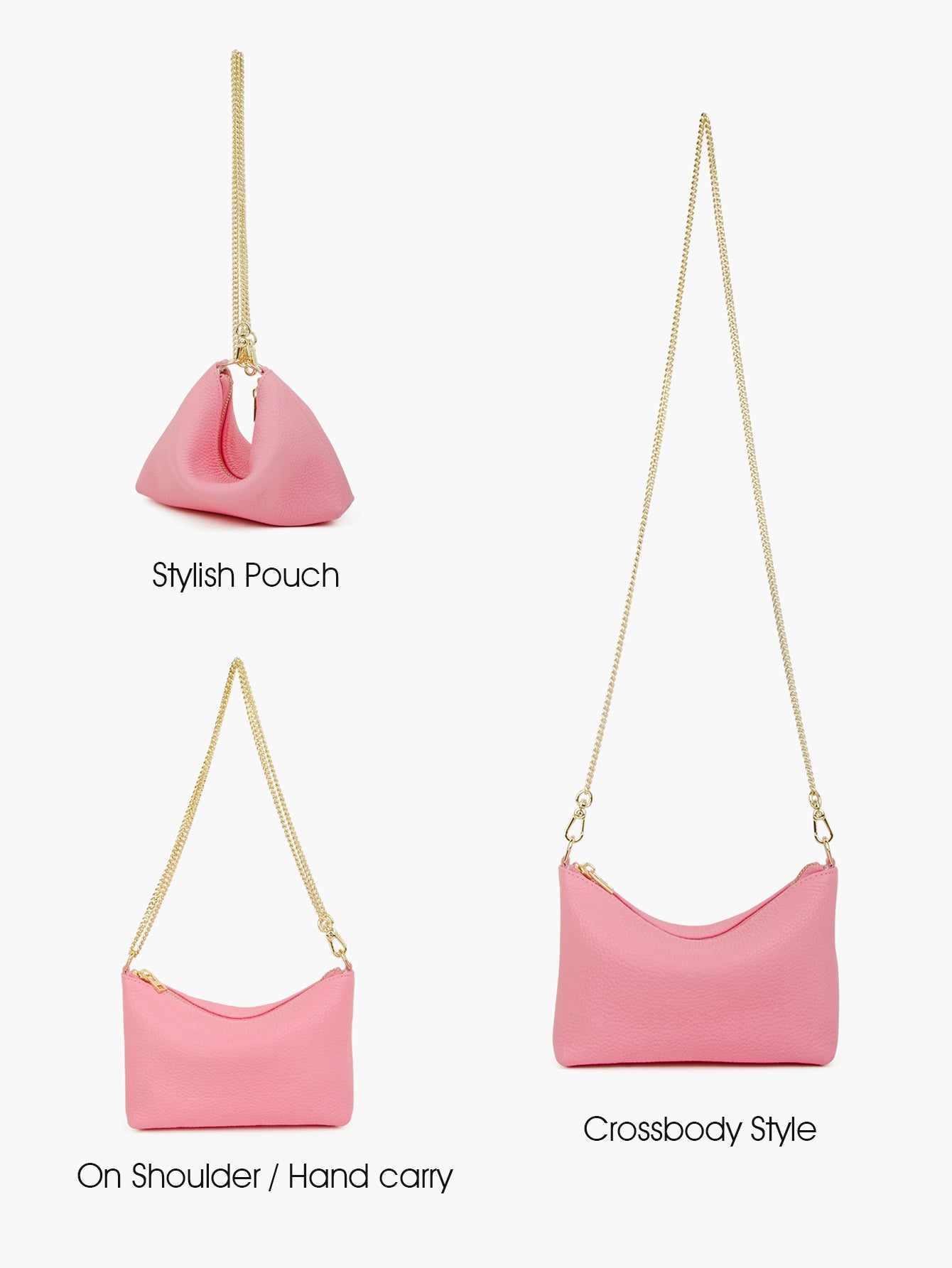 Trendy Pink Leather Multifunctional Mini Pouch