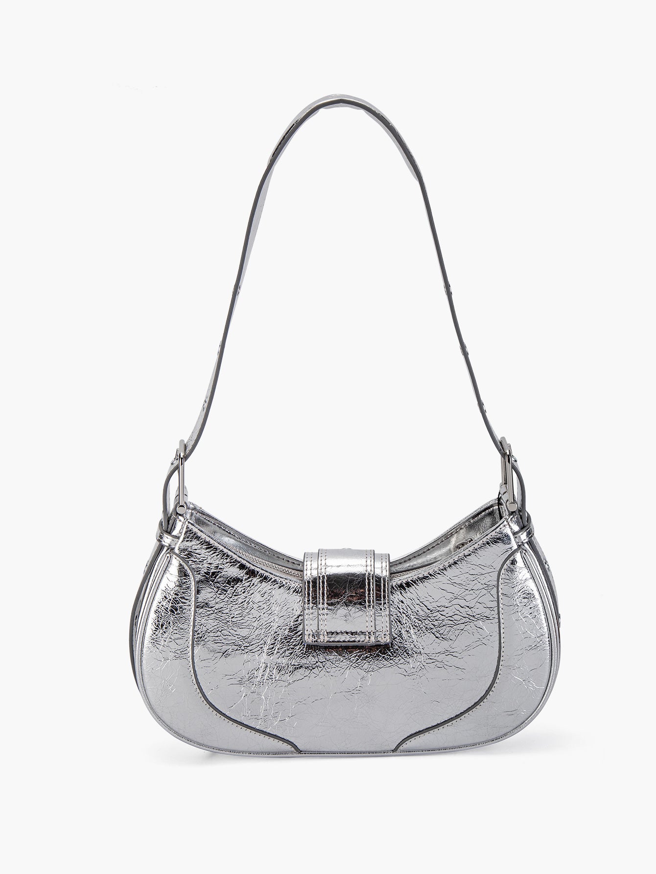 Stylish Silver Leather Crescent Women Bags