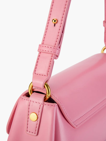 Pink Leather Shoulder Bag For Women