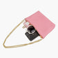 Trendy Pink Leather Multifunctional Mini Pouch