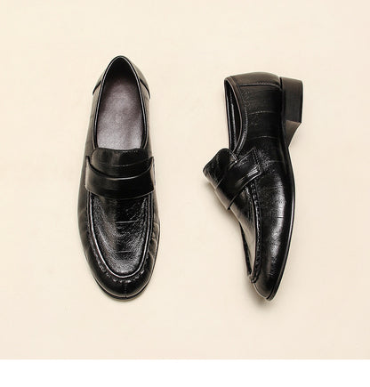 Gold Shark Pattern Sheepskin Loafers