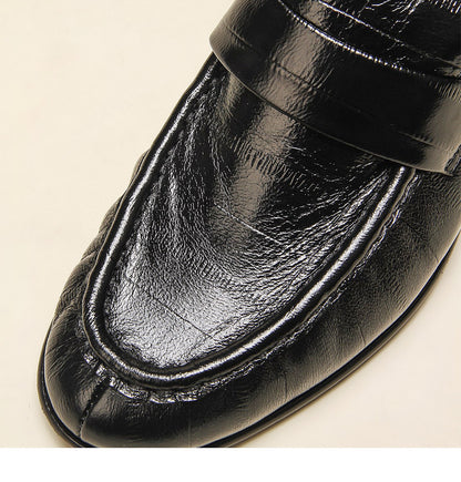 Gold Shark Pattern Sheepskin Loafers