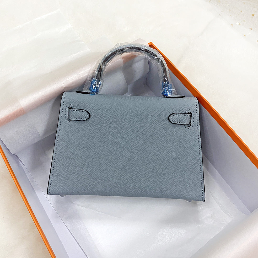 Genuine LeatherFashion Mini Handbags Size 19CM Silver Hardware