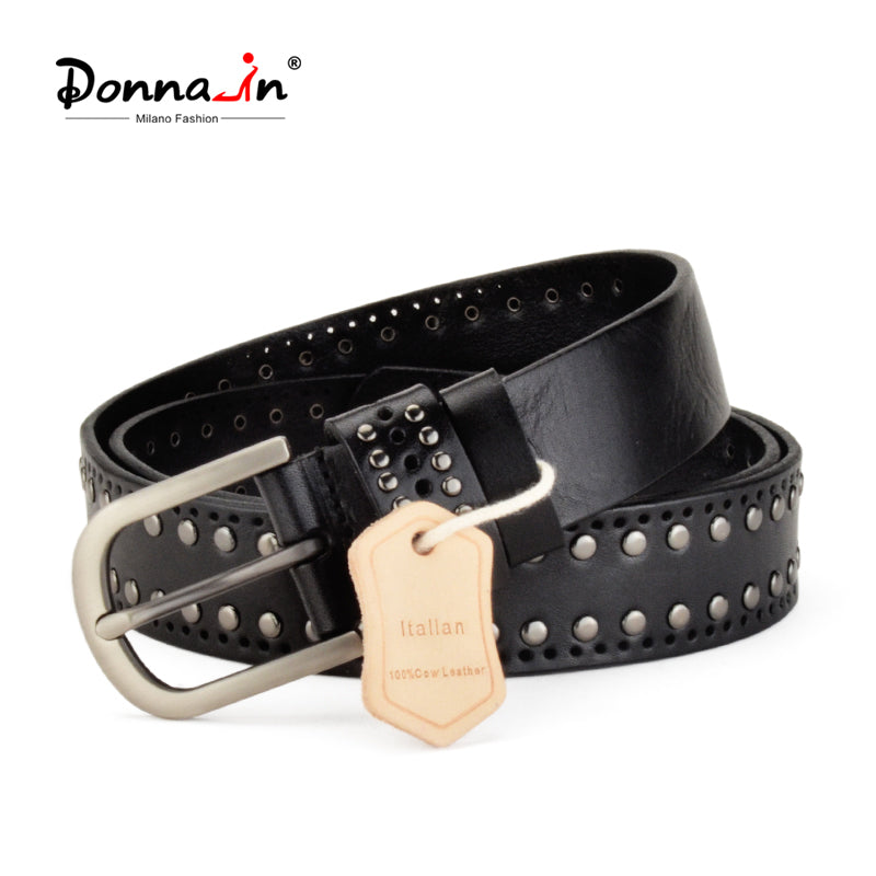 Punk Rivet Black Calfskin Waist Belts