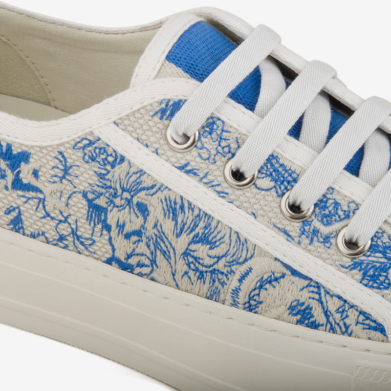 Blue Tiger Embroidery Flat Women sneakers