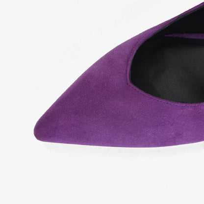 Trendy Purple Suede Leather Med Heel Lady Shoes