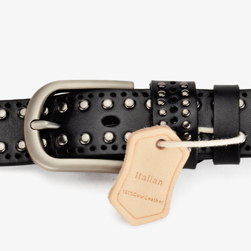 Punk Rivet Black Calfskin Waist Belts