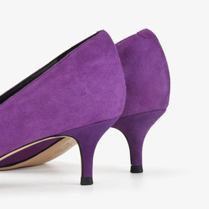 Trendy Purple Suede Leather Med Heel Lady Shoes