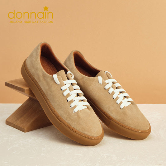 Natural Cow Suede Casual Sneakers For Women