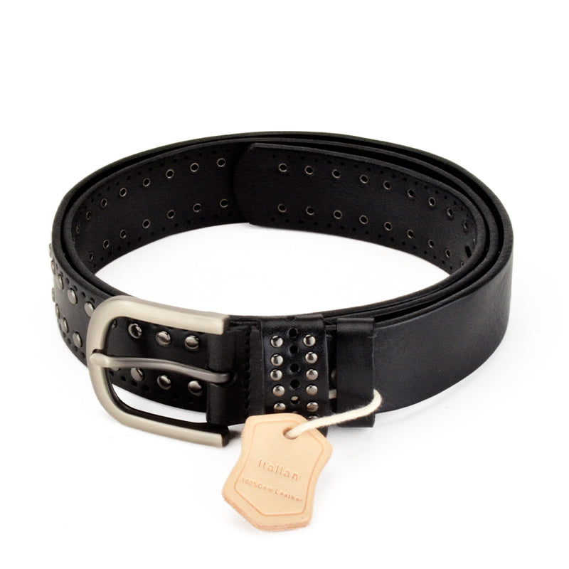 Punk Rivet Black Calfskin Waist Belts