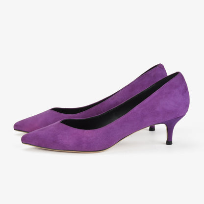 Trendy Purple Suede Leather Med Heel Lady Shoes