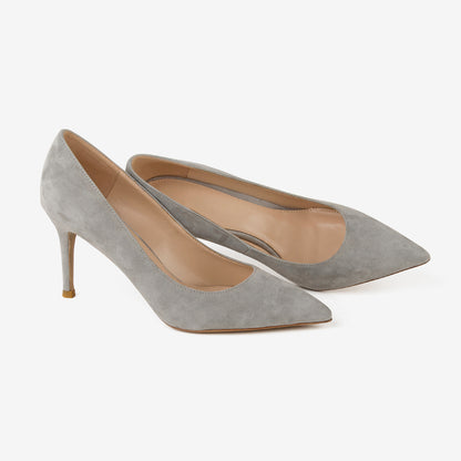 Grey Natural Suede High Heel Shoes
