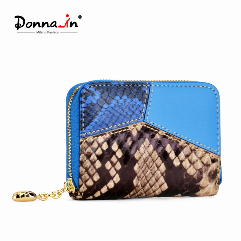 Patchwork Snake Pattern Calfskin Card Holder