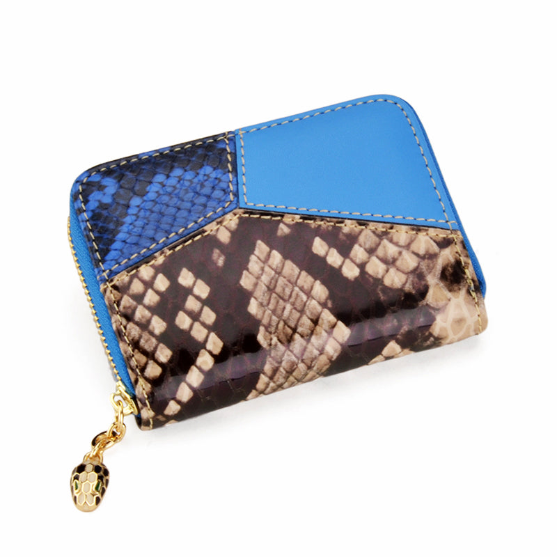 Patchwork Snake Pattern Calfskin Card Holder