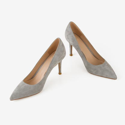 Grey Natural Suede High Heel Shoes