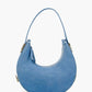 Customized Denim Pattern Genuine Leather Crescent Hobo Handbags