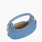 Customized Denim Pattern Genuine Leather Crescent Hobo Handbags