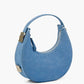 Customized Denim Pattern Genuine Leather Crescent Hobo Handbags