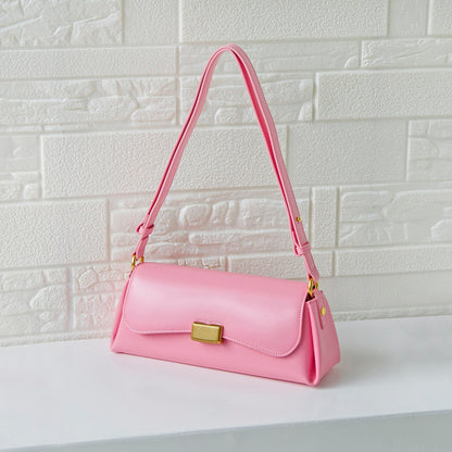 Pink Leather Shoulder Bag For Women