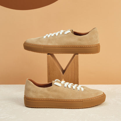 Natural Cow Suede Casual Sneakers For Women