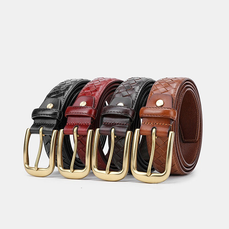 Handmade Weave Calfskin Waist Belts