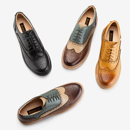 Mixed Color Brogue Oxford Women Shoes