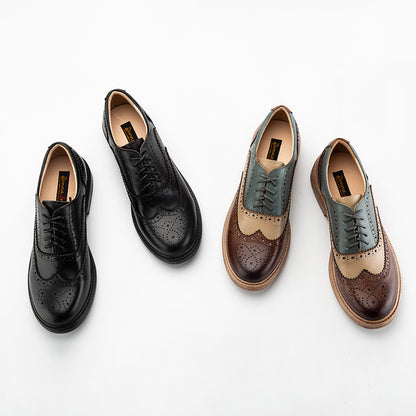Mixed Color Brogue Oxford Women Shoes