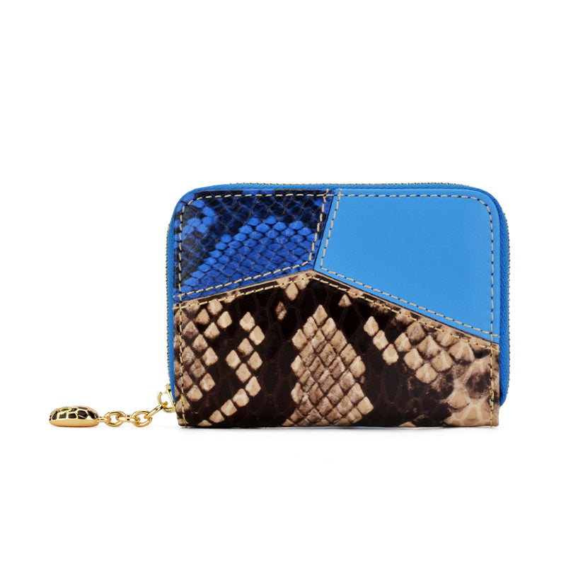 Patchwork Snake Pattern Calfskin Card Holder